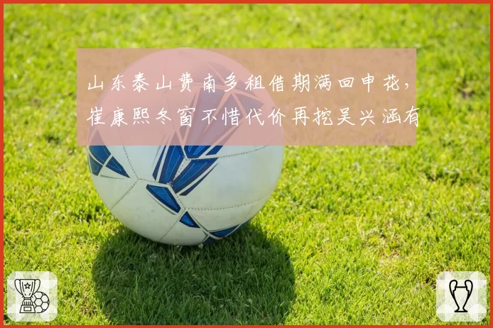 山东泰山费南多租借期满回申花,崔康熙冬窗不惜代价再挖吴兴涵有望